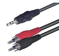  Audió kábel, 3, 5 mm sztereó dugó-2 RCA dugó 1, 5 m - dellaprint
