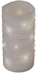 Somogyi Elektronic MLF 26/WH micro LED-es fényfüzér, 2 m / 20 db hidegfehér micro LED, állófényű, átlátszó vezeték, időzíthető, gombelemes, lapos elemtartó, beltéri kivitel