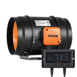 VEVOR Nagy teljesítményű 200 mm-es csőventilátor - 68 W, EC motor, 807 CFM légszállítás, halk működés, automatikus szabályozással