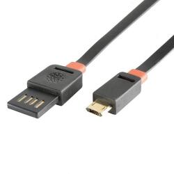 Somogyi Elektronic USBF 3 töltőkábel, 2 oldalú, fordítható, USB-A dugó, microUSB-B dugó, 3m, 2, 1A, adatkábel
