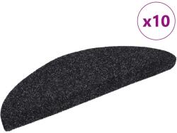 vidaXL 10 db fekete tűlyukasztott öntapadó lépcsőszőnyeg 56x17x3 cm (149679)
