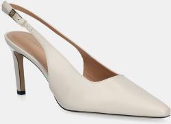 Tommy Hilfiger bőr tűsarkú SQUARED TOE HIGH HEEL SLINGBACK bézs, FW0FW08636 - bézs Női 39