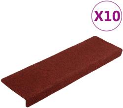 vidaXL 10 db bordó tűlyukasztott lépcsőszőnyeg 65x21x4 cm (149731)