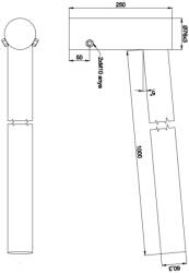  Lámpakar lámpaoszlopra 100 cm benyúlású, 5°-os és Ø60 mm-es csúcsra illeszkedő, 1 ágú, horganyzott (OCS10/1/60) (LAMPAKAR100_1_60) (LAMPAKAR100_1_60)