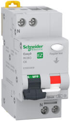 Schneider Electric EASY9 PRO EZ9D55606 Áramvédős kismegszakító (Kombi Fi-relé) 1P+N, C karakterisztika, 6A, 30mA, 6kA, A osztály (EZ9D55606)