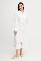 Tommy Hilfiger vászon ruha bézs, midi, egyenes, WW0WW45939 - bézs 40