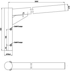  Lámpakar lámpaoszlopra 200 cm benyúlású, 5°-os és Ø60 mm-es csúcsra illeszkedő, 1 ágú, horganyzott (LAMPAKAR200_1_60) (LAMPAKAR200_1_60)