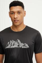 Jack Wolfskin sportos póló Peak Graphic fekete, mintás, A63269 - fekete XL