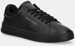 Tommy Hilfiger bőr sportcipő TH COURT LTH DETAIL ESS fekete, FM0FM05367 - fekete Férfi 41