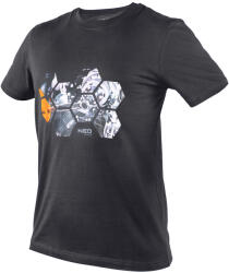 NEO TOOLS Munkavédelmi póló, hatszög grafika, autóalkatrész minta, 100% pamut, 180g/m2, több méretben (81-680-L)