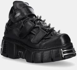 New Rock bőr sportcipő NOMADA NEGRO, TOWER NEGRO ACERO fekete, M. 285C. S1 - fekete Női 39