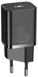  Hálózati töltő adapter, 30W, USB Type-C aljzat, gyorstöltés, Baseus Super SI 1C, fekete - csontosteam