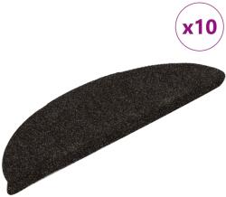 vidaXL 10 db sötétbarna tűlyukasztott öntapadó lépcsőszőnyeg 56x17x3cm (149687)