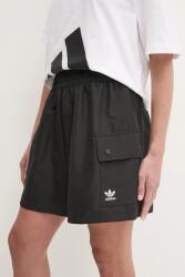 adidas Originals rövidnadrág Essential női, fekete, sima, magas derekú, JD1514 - fekete XXS