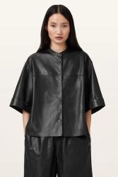 AllSaints bőr ing JENNA állógalléros, fekete, relaxed, W076PC - fekete 40