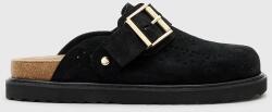 AllSaints papucs velúrból Skye Mule fekete, W046FC - fekete Női 39