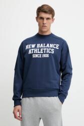New Balance pamut melegítőfelső sötétkék, nyomott mintás, MT51521NNY - sötétkék S