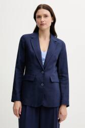 United Colors of Benetton blézer vászonkeverékből sötétkék, sima, egysoros gombolású, 25BVDW036 - sötétkék 42