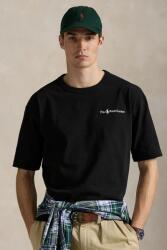 Ralph Lauren pamut póló Tee fekete, férfi, sima, 710964714 - fekete S