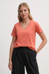 Pepe Jeans pamut póló FIORE V NECK női, narancssárga, PL505948 - narancssárga M