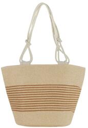 Judu Barna csíkos drapp háncs jellegű nyári női táska (44-1 drapp-barna)