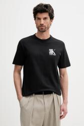 Calvin Klein pamut póló fekete, nyomott mintás, LV04RC853G - fekete L
