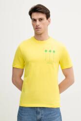 United Colors of Benetton pamut póló sárga, nyomott mintás, 3BL0U10AF - sárga XXL