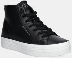 Calvin Klein bőr sneaker BOLD VULC FLATF MID LTH IN fekete, női, YW0YW01634 - fekete Női 39
