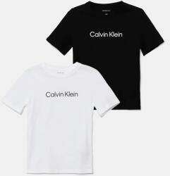 Calvin Klein gyerek pamut póló 2 db fekete, nyomott mintás, IU0IU00690 - fekete 116