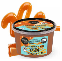 Organic Shop kávékaramell ébresztő testradír zöld kávéval és cukorral , 250 ml