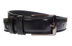 CK LEATHER Curea barbati, casual, eleganta, din piele naturala, cusatura, Negru, latime 3.5cm - CK21N35 - ellegant