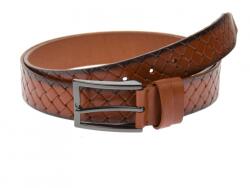 ALPIN POLO Curea barbati eleganta, design cu impletitura, din piele ecologica, Maro 3.5 cm - DR1540MP - ellegant