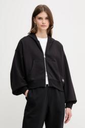 Calvin Klein pamut melegítőfelső fekete, sima, kapucnis, LV047C216G - fekete S