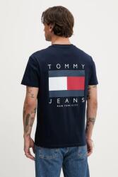 Tommy Jeans pamut póló sötétkék, nyomott mintás, DM0DM21910 - sötétkék XL
