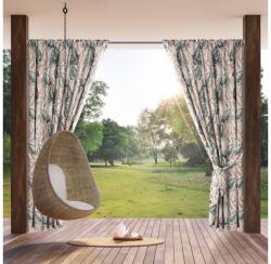 EUROFIRANY Garden monstera levélmintás vízálló kerti függöny elkötővel Bézs/zöld 155x200 cm