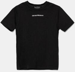 Giorgio Armani gyerek pamut póló fekete, nyomott mintás, EB000421 AF15013 - fekete 176