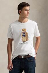 Ralph Lauren pamut póló Sscncmslm1 Short Sleeve fehér, nyomott mintás, 710974584 - fehér XL