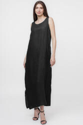 SHOPIKA Rochie lunga A-line din in, fara maneci, neagra Talie unica