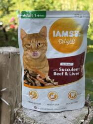 Iams Nedves Macskaeledel Marha és Máj Ízben Szószban - 85g
