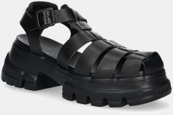 Tommy Jeans bőr szandál FISHERMAN SANDAL fekete, női, platformos, EN0EN02751 - fekete Női 38