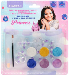 STARPAK Arcfesték, tégelyes, 10 db-os (6 szín), gyűrűvel és strasszkő matricákkal, Princess (STK-552708)