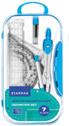 Starpak Geometria készlet, körző és vonalzó szett, 7 db-os, műanyag dobozban, Starpak, kék (STK-560248)