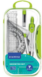 Starpak Geometria készlet, körző és vonalzó szett, 7 db-os, műanyag dobozban, Starpak, zöld (STK-560249)