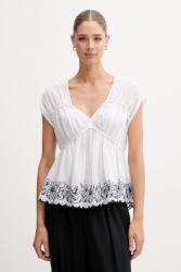 Benetton blúz pamutból fehér, nyomott mintás, 5VZCDQ0C3 - fehér XS