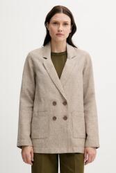 United Colors of Benetton len blézer bézs, mintás, kétsoros gombolású, 265XDW035 - bézs S