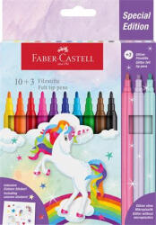 Faber-Castell Filctoll készlet, FABER-CASTELL "Unikornis" 10 különböző szín + 3 csillámos (TFC554213) - bestoffice