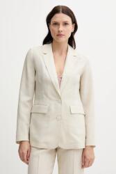 United Colors of Benetton blézer vászonkeverékből bézs, sima, egysoros gombolású, 25BVDW036 - bézs 36