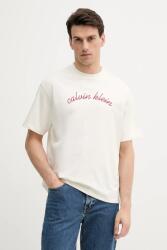 Calvin Klein Jeans pamut póló bézs, nyomott mintás, LV04RC225G - bézs XS