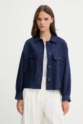 United Colors of Benetton kabát vászonkeverékből sötétkék, átmeneti, oversize, 25BVDN08B - sötétkék S