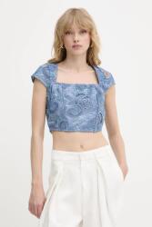 GUESS blúz pamutból DOMITILLE sima, W5GH65 WH521 - kék XS